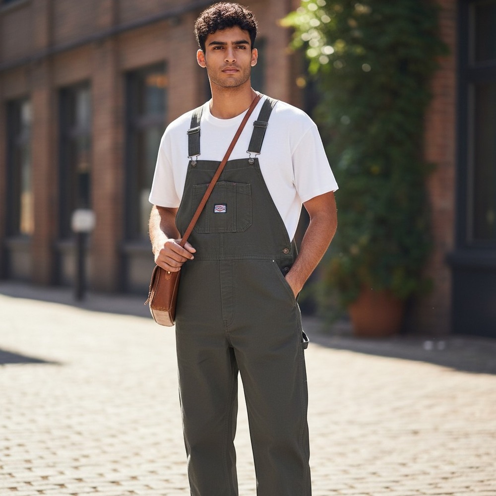 Dickies Overalls Men XL Olive Green Canvas Utility Workwear Bibs